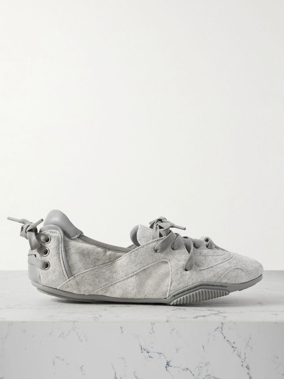 Leather-trimmed suede ballet flats by ACNE STUDIOS