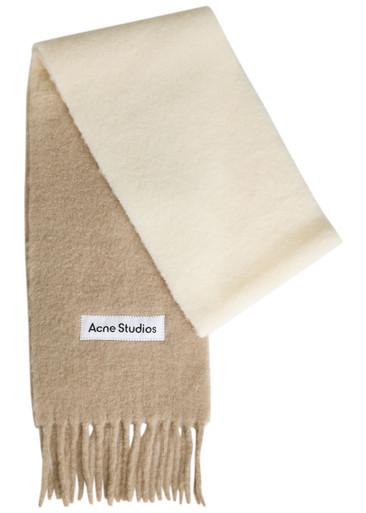 Logo-appliquéd fringed alpaca-blend scarf by ACNE STUDIOS