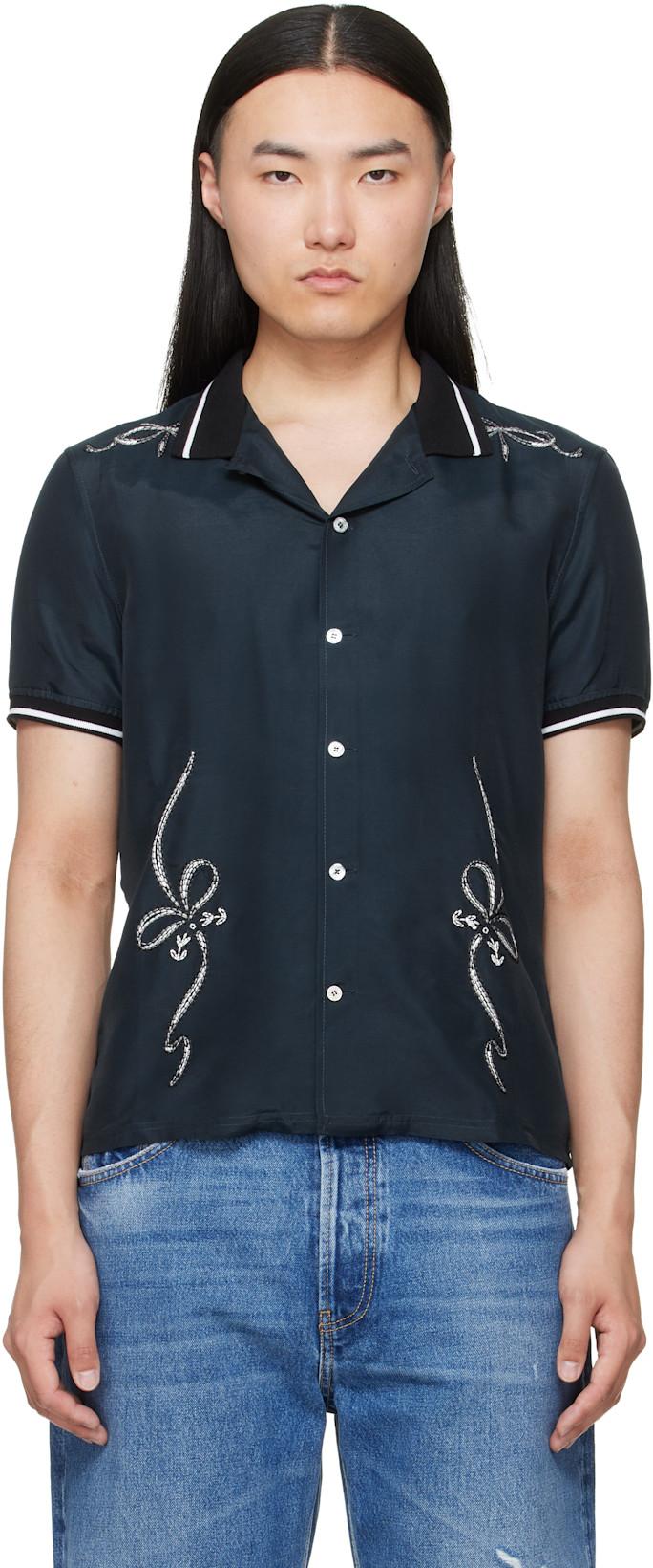 Navy Embroidered Button-Up Shirt by ACNE STUDIOS
