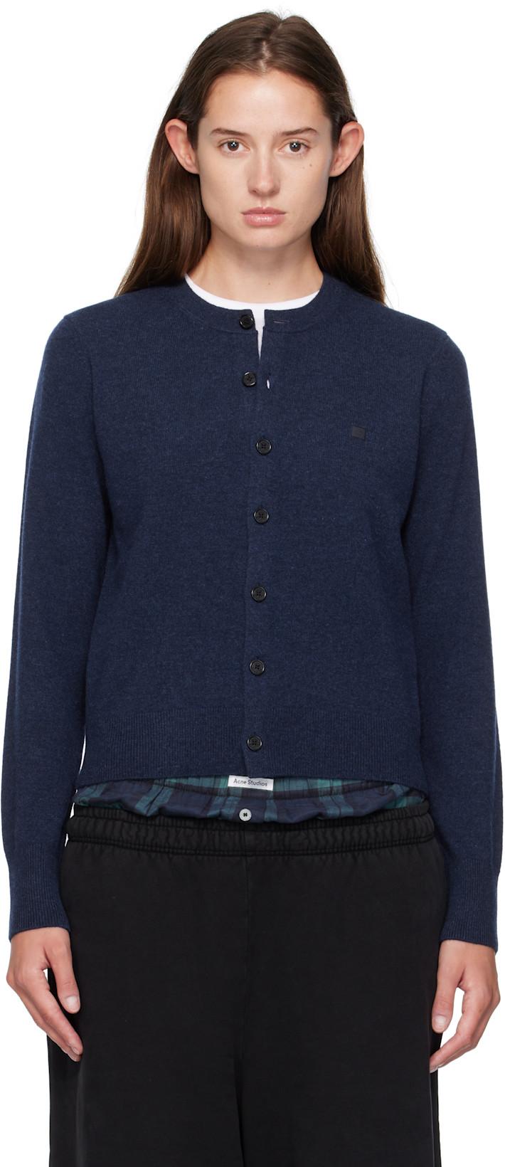 Navy Fitted Yak Wool Cardigan by ACNE STUDIOS