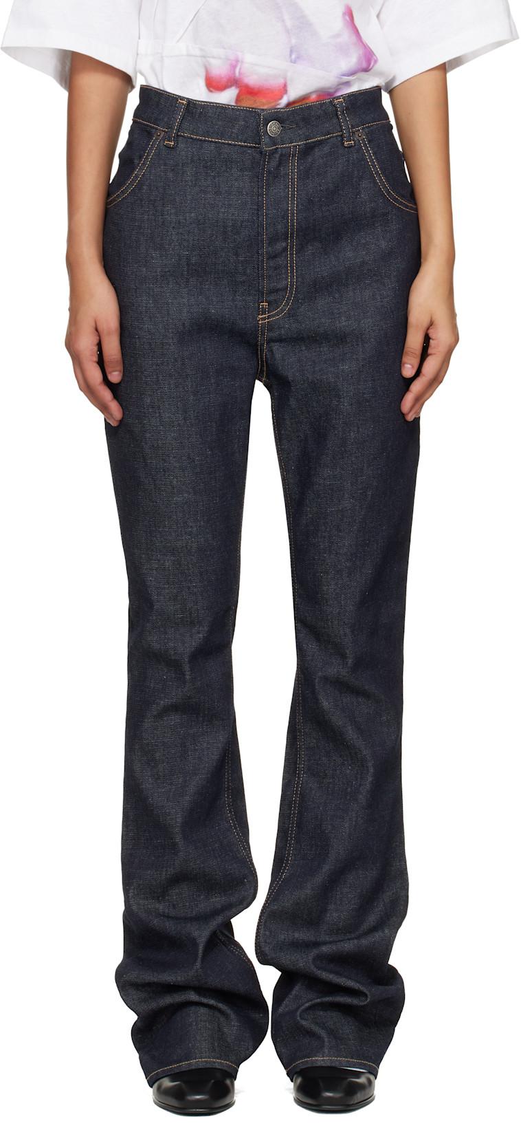 Navy Graphic-Embroidered Jeans by ACNE STUDIOS