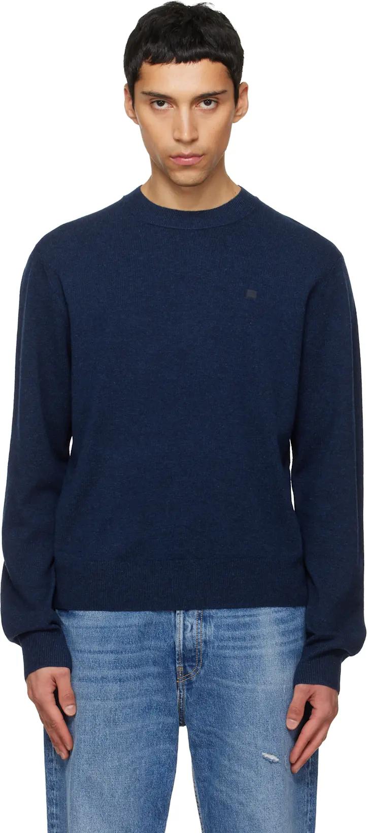 Navy Logo Patch Sweater by ACNE STUDIOS