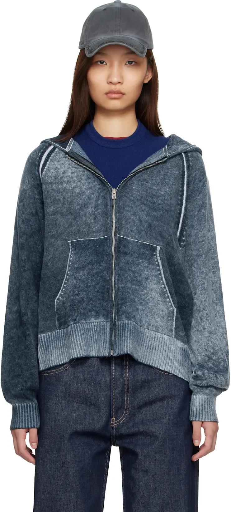 Navy Zipper Hoodie by ACNE STUDIOS