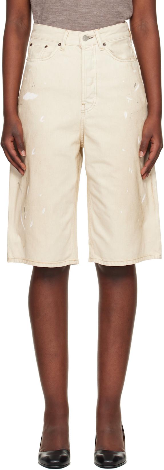 Off-White Distressed Denim Shorts by ACNE STUDIOS