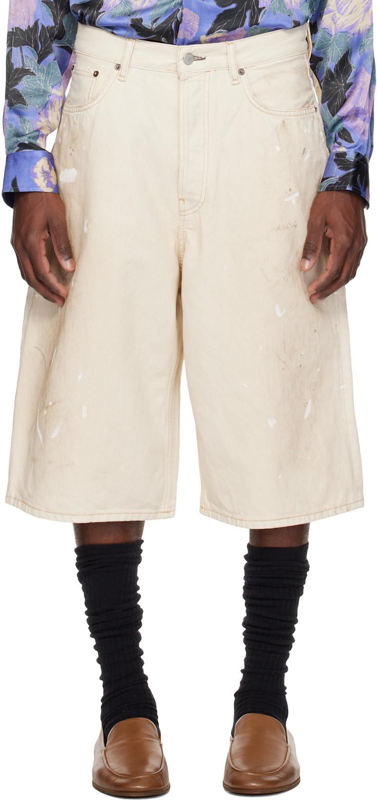 Off-White Distressed Denim Shorts by ACNE STUDIOS