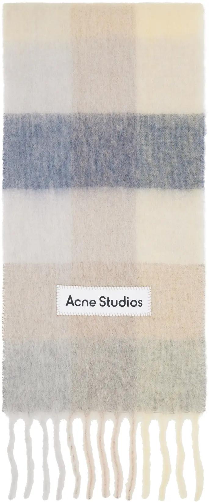 Off-White Mohair Checked Scarf by ACNE STUDIOS