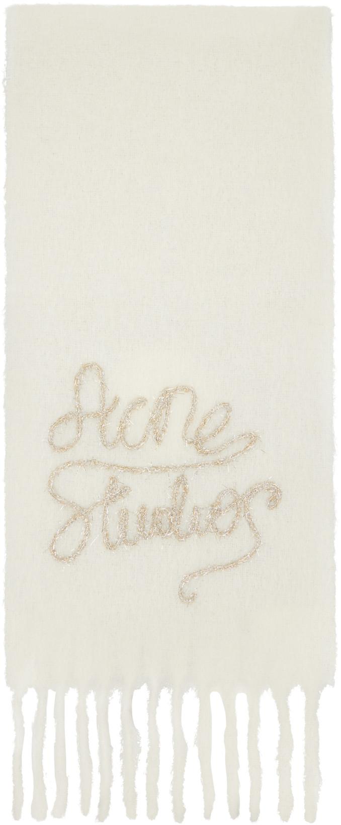 Off-White Wool Logo Scarf by ACNE STUDIOS