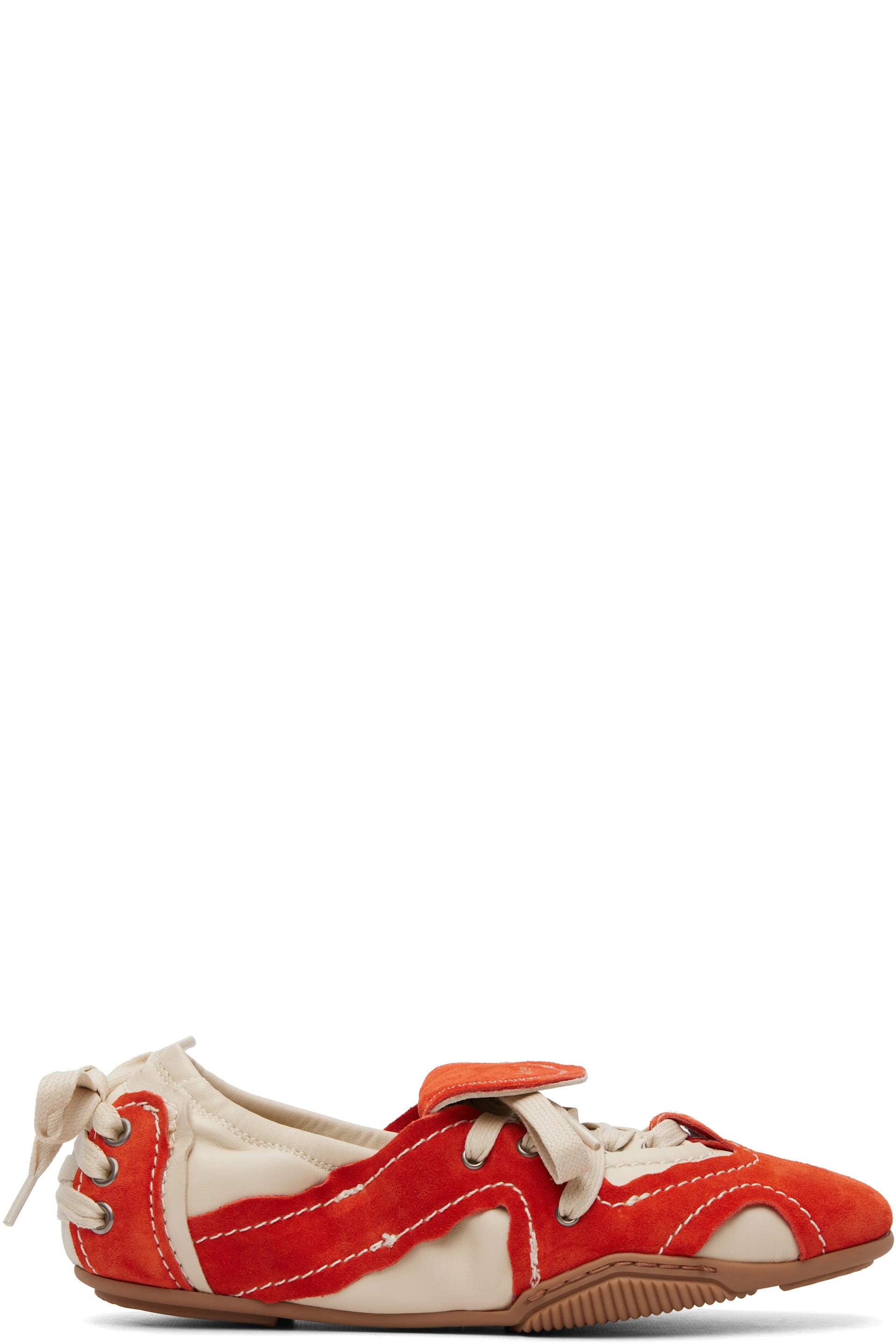 Off-White & Orange Suede Lace-Up Sneakers by ACNE STUDIOS