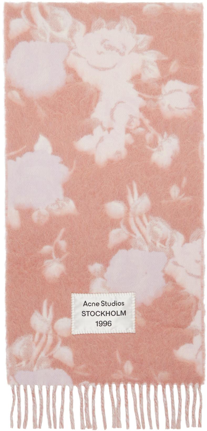 Pink Fringed Wool Scarf by ACNE STUDIOS
