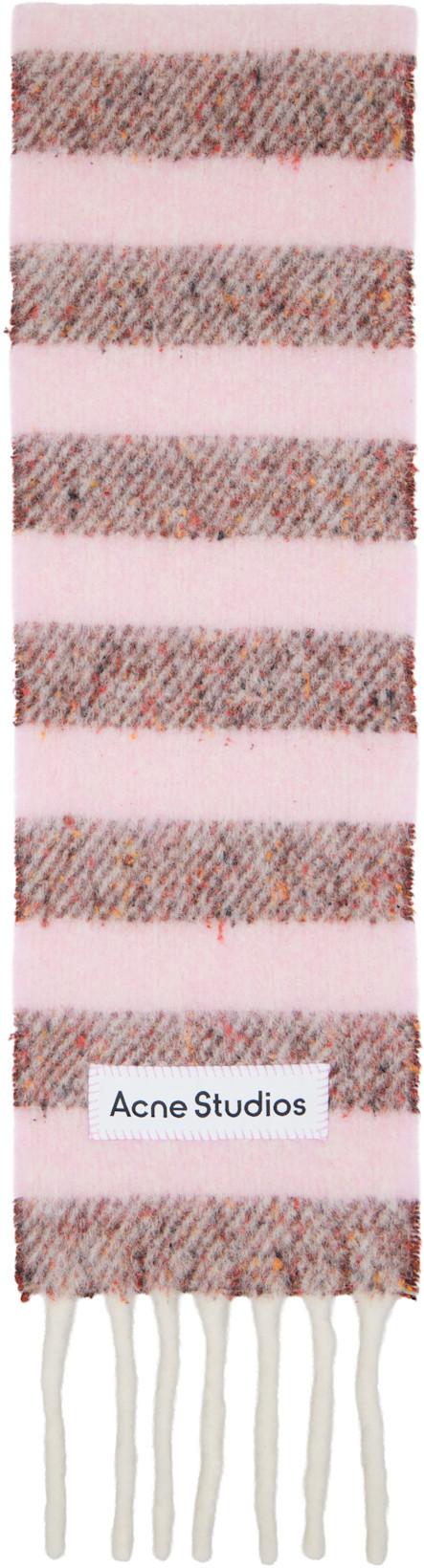 Pink Fringed Wool Skinny Scarf by ACNE STUDIOS
