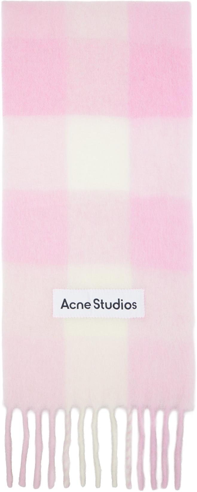 Pink Mohair Checked Scarf by ACNE STUDIOS