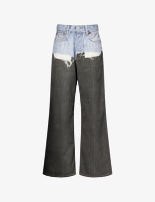 Pinstripe-Print Wide-Leg Denim Jeans by ACNE STUDIOS