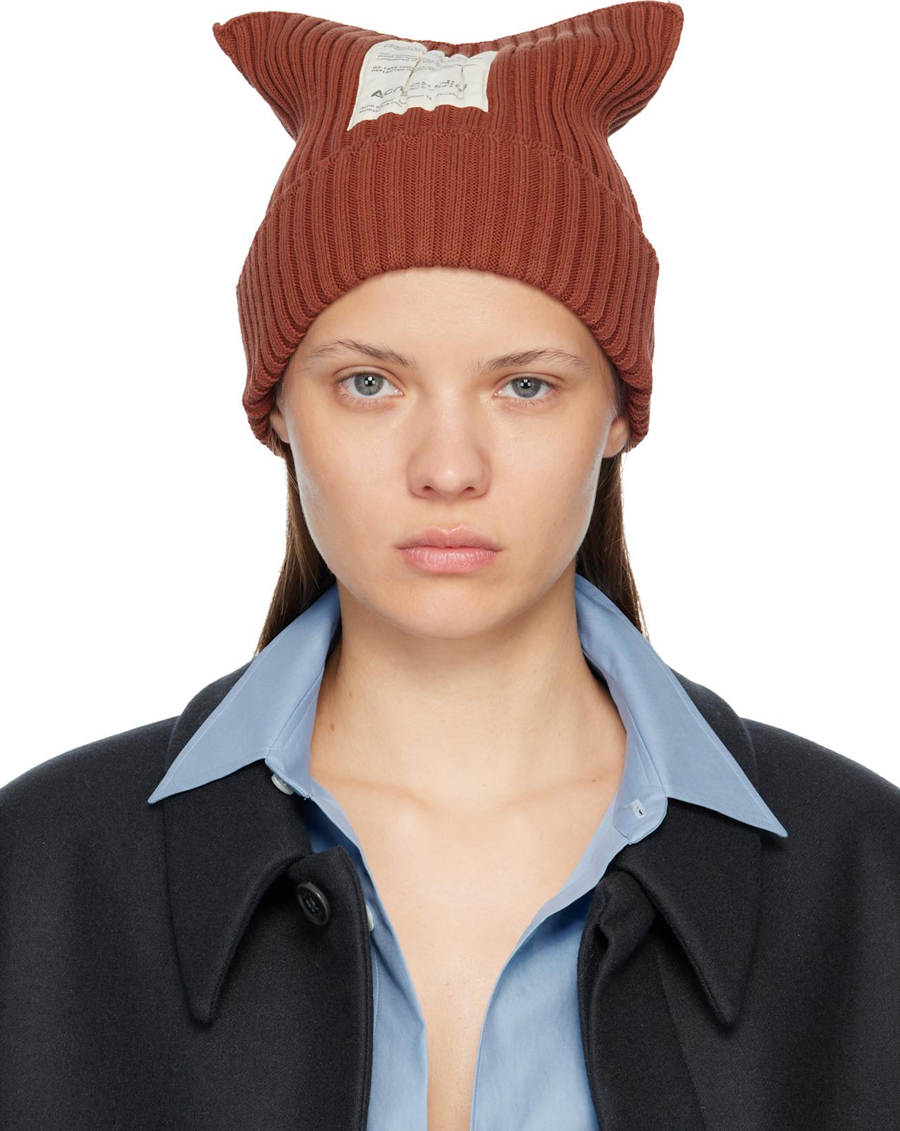 Red Ribbed Beanie by ACNE STUDIOS