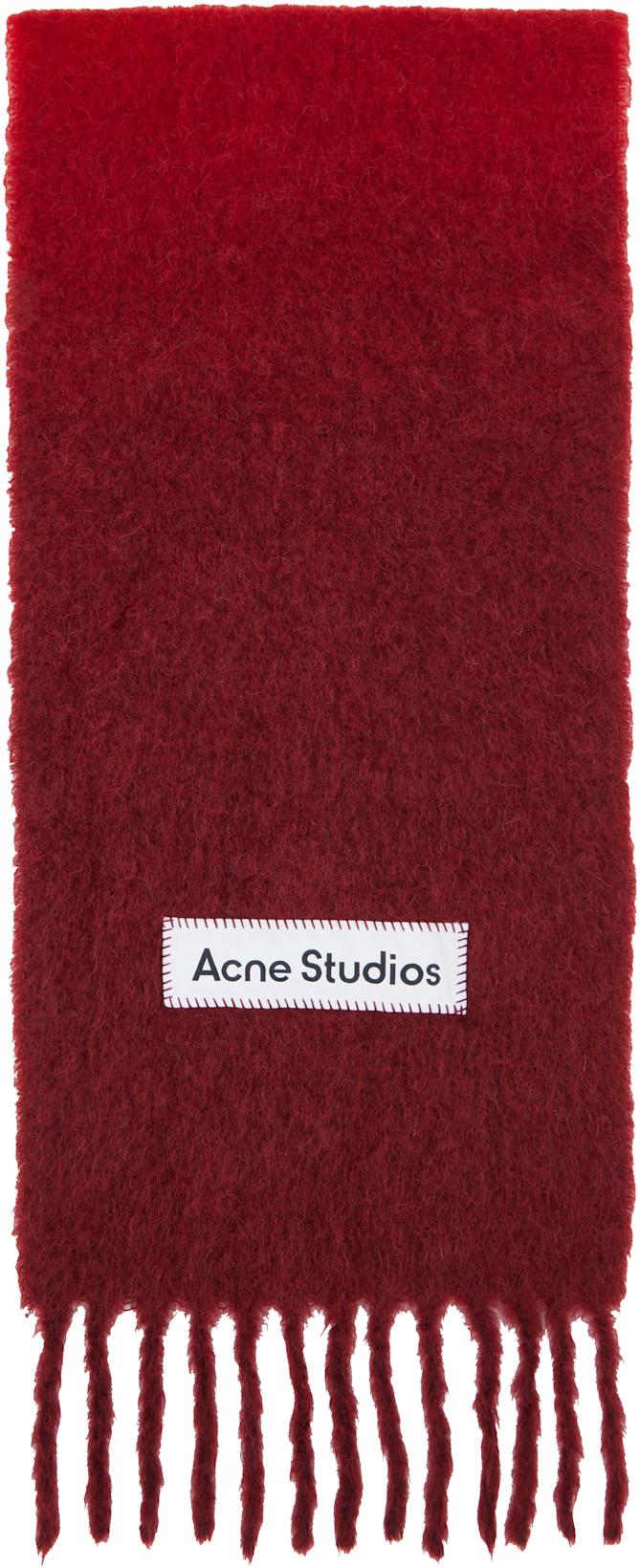 Red Wool Fringe Scarf by ACNE STUDIOS