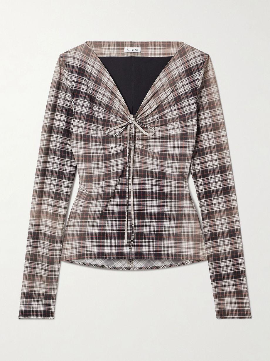 Ruched checked stretch-jersey top by ACNE STUDIOS