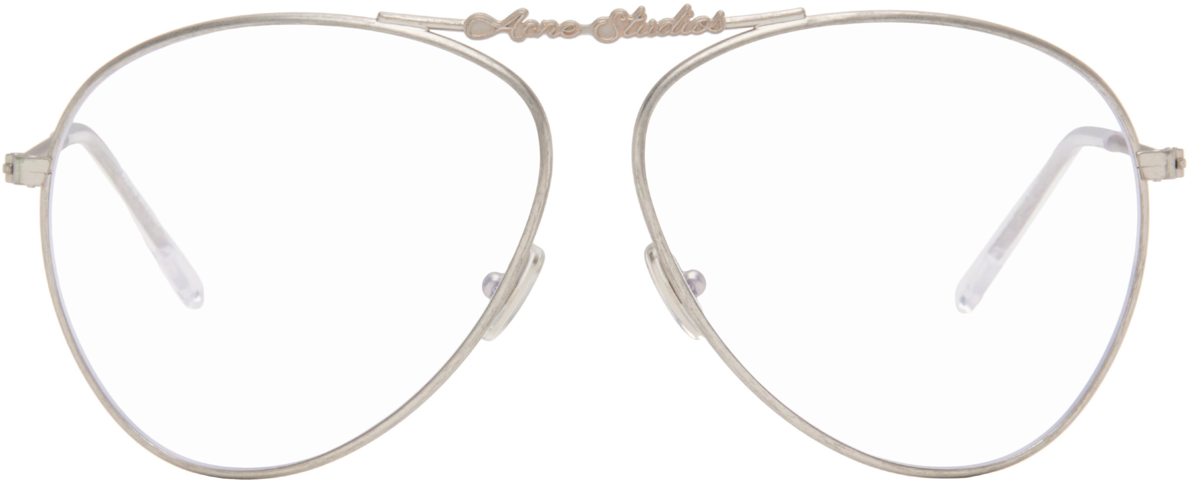 Silver Metal Aviator Glasses by ACNE STUDIOS