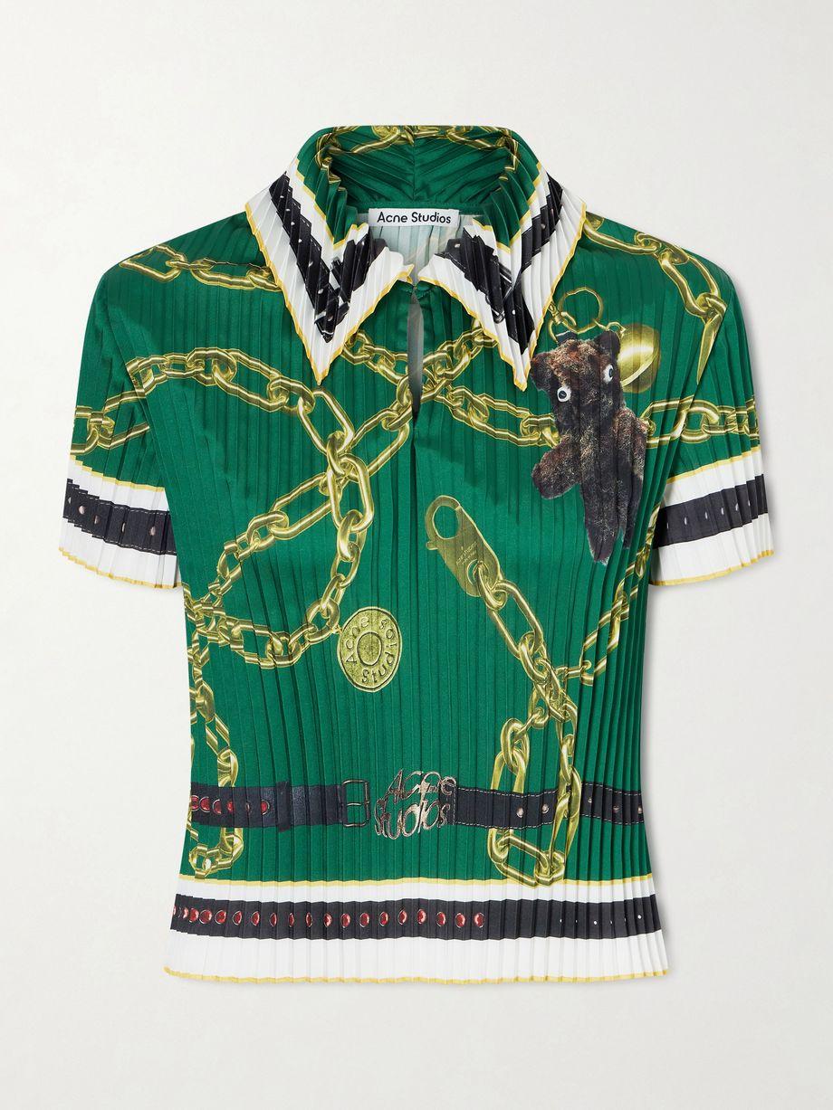 Syndia pleated printed twill polo shirt by ACNE STUDIOS