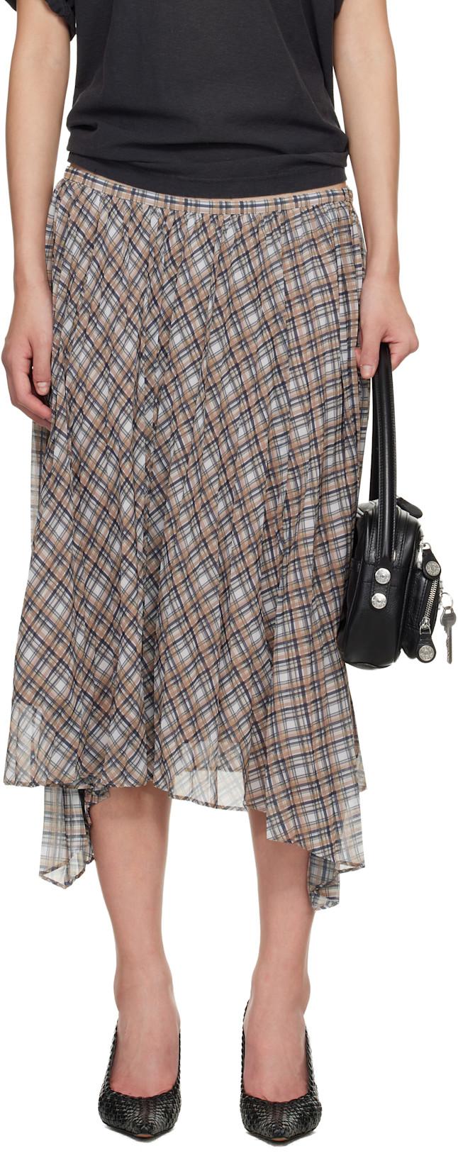 Tan Checked Maxi Skirt by ACNE STUDIOS