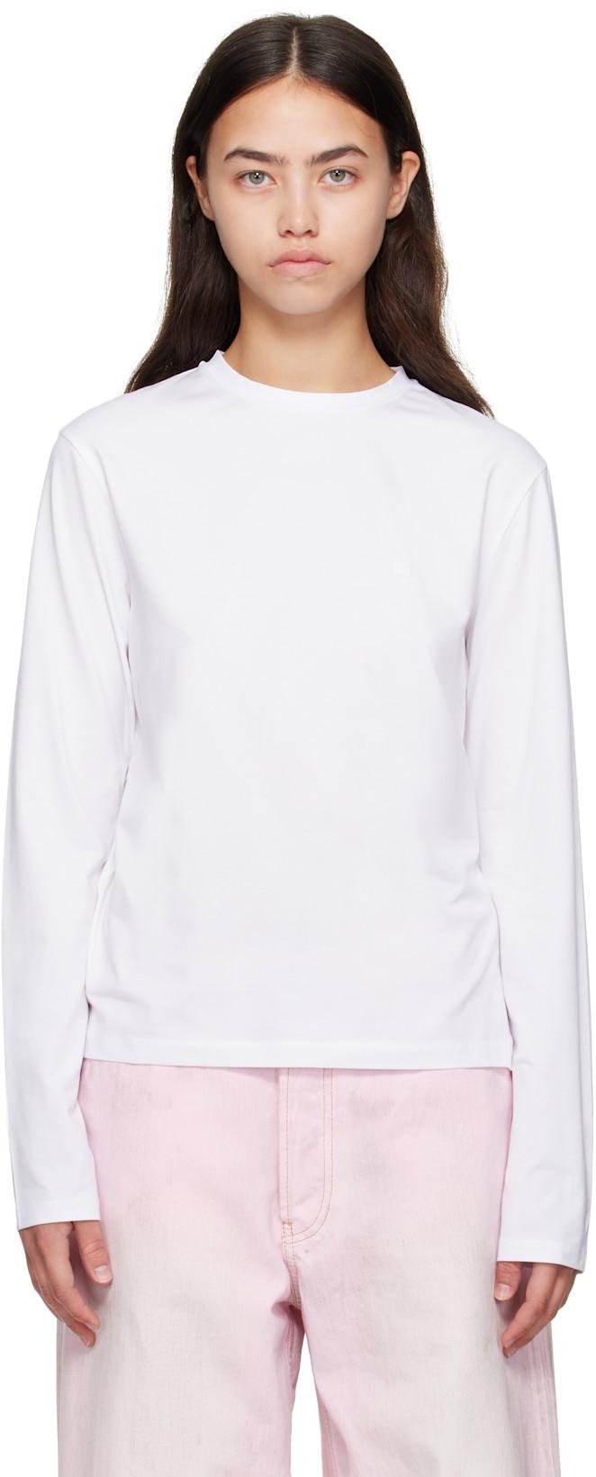 White Long Sleeve Regular Fit T-shirt by ACNE STUDIOS