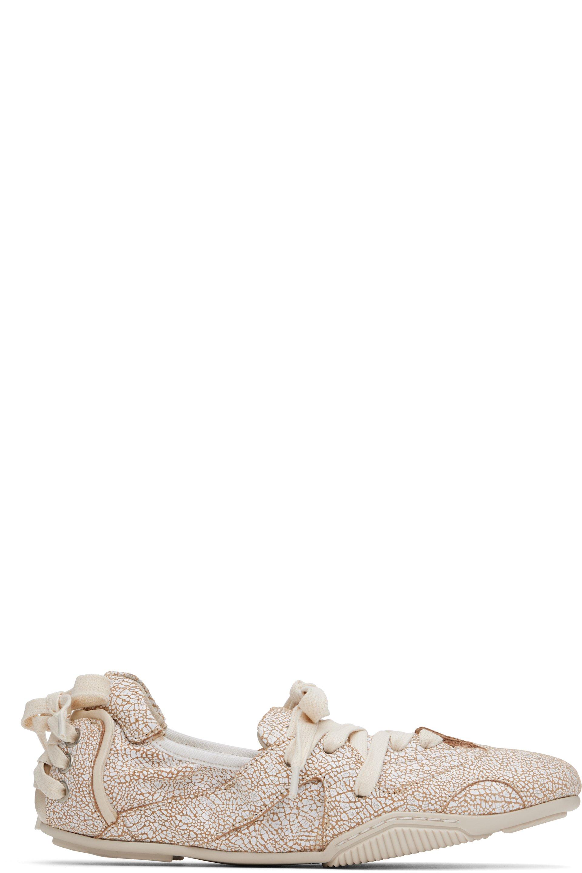 White & Beige Lace-Up Leather Sneakers by ACNE STUDIOS
