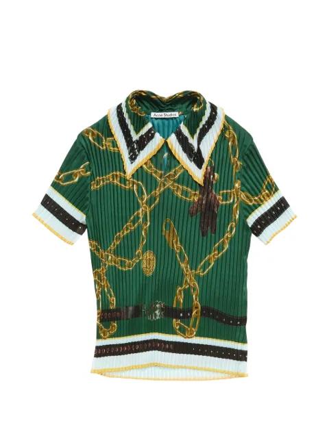 chain-print collared polo top by ACNE STUDIOS