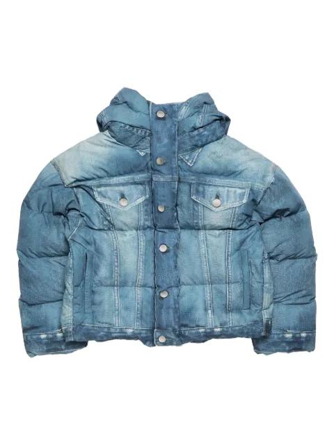 denim puffer hoodied jacket by ACNE STUDIOS