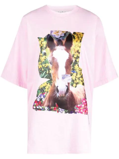 horse-print organic cotton T-shirt by ACNE STUDIOS | jellibeans