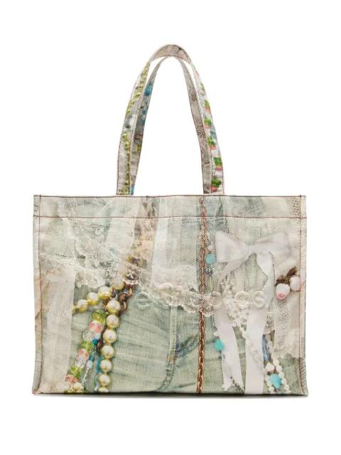 lace-trimmed printed tote bag by ACNE STUDIOS