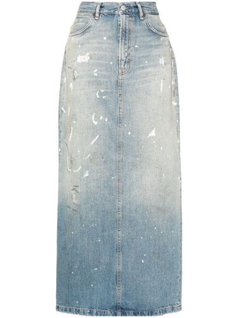 paint-splatter denim maxi skirt by ACNE STUDIOS