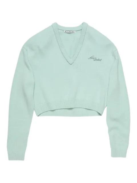 v-neck embroidery-logo sweatshirt by ACNE STUDIOS