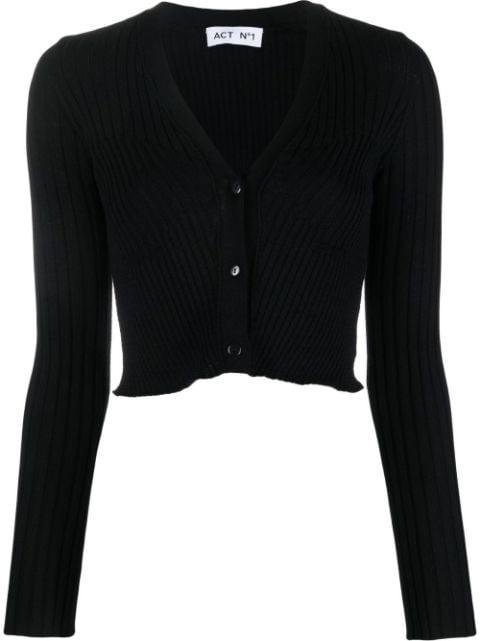 cropped ribbed-knit cardigan by ACT NO1