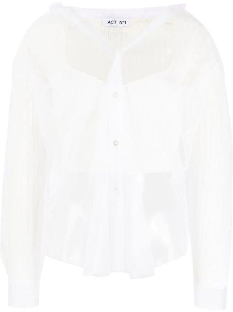 layered-design sheer blouse by ACT NO1