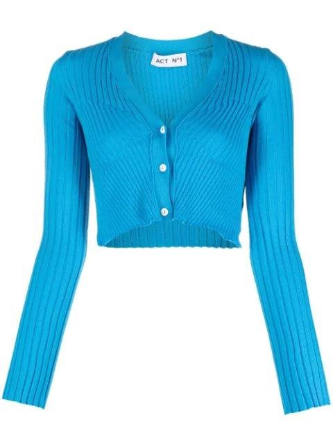 ribbed-knit cropped cardigan by ACT NO1