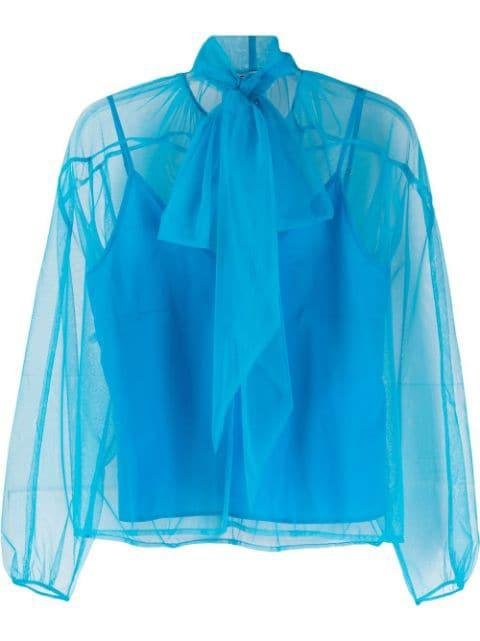 sheer pussy-bow blouse by ACT NO1