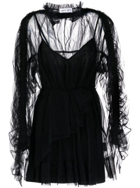 tulle-panels mini dress by ACT NO1
