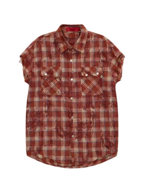 Texas check frayed-edge shirt by ACUPUNCTURE