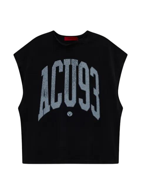 Touch Down logo-print sleeveless T-shirt by ACUPUNCTURE