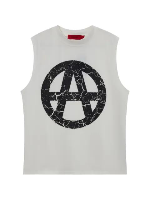 anarchy-print sleeveless T-shirt by ACUPUNCTURE