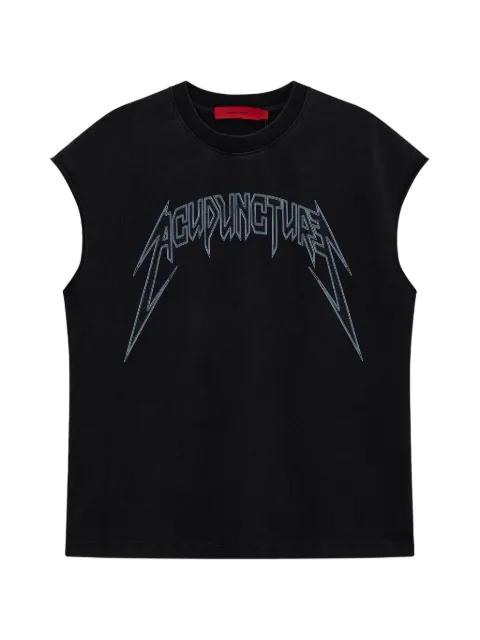 stud-embellished logo-print T-shirt by ACUPUNCTURE