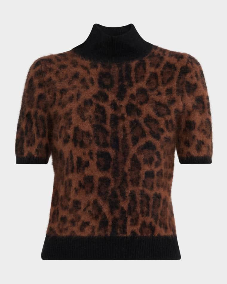 Ari Leopard Print Brushed Cashmere Sweater by ADAM LIPPES