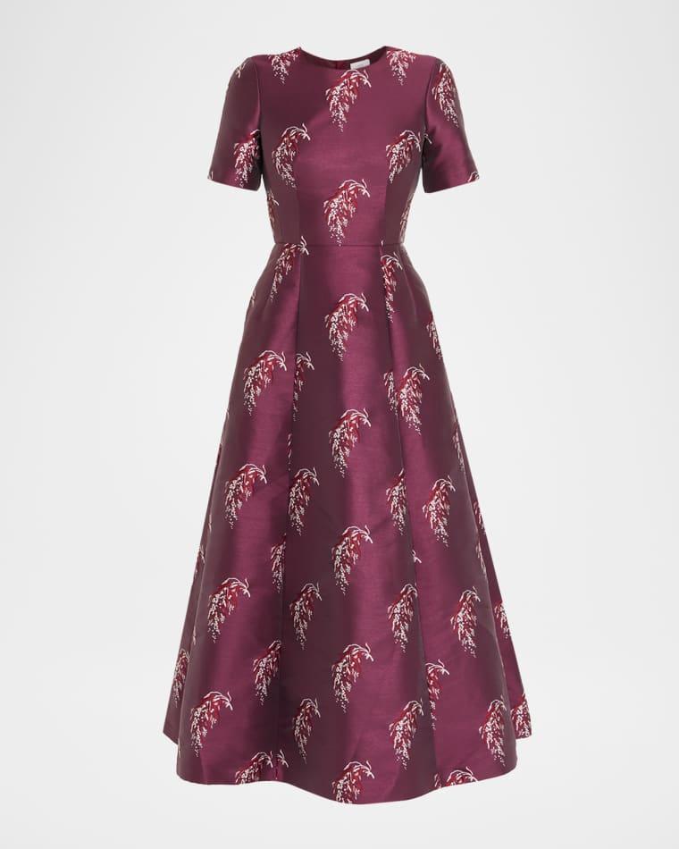 Evangeline Silk Jacquard Fit-&-Flare Midi Dress by ADAM LIPPES