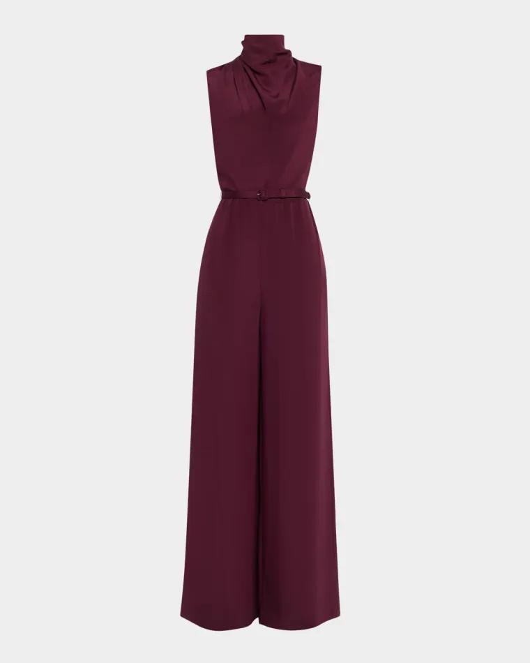 Parigi Sleeveless Silk Crepe Wide-Leg Jumpsuit With Belt by ADAM LIPPES