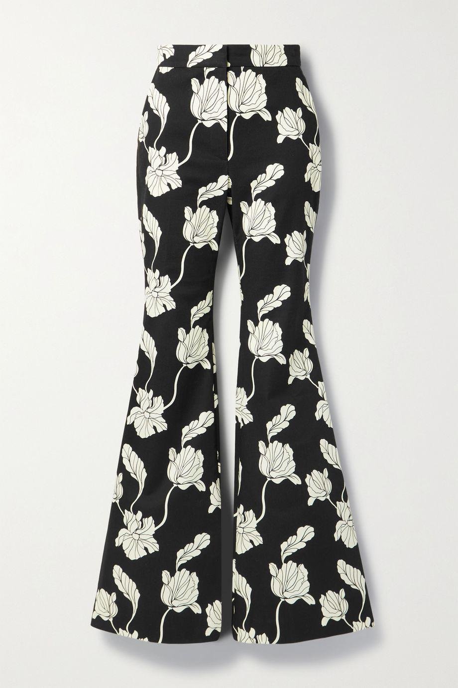Printed cotton-blend twill flared pants by ADAM LIPPES