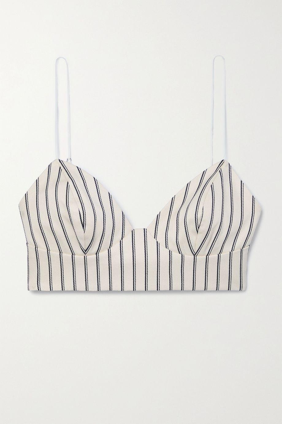 Striped cotton-twill bralette by ADAM LIPPES