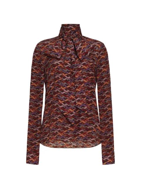 bow-detail geometric-pattern blouse by ADAM LIPPES