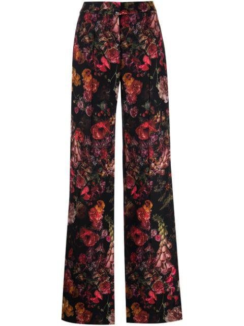 floral-print pintuck wide trousers by ADAM LIPPES