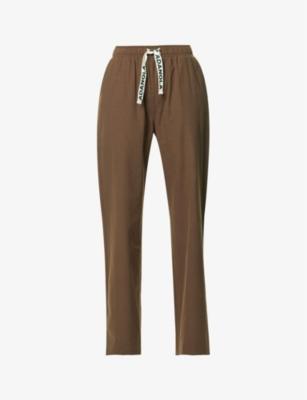 Branded straight-leg high-rise organic-cotton trousers by ADANOLA