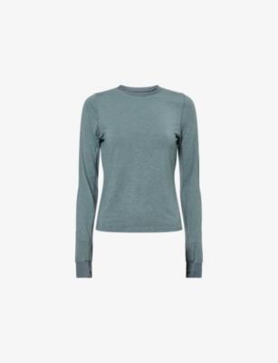 Contrast-Trims Long-Sleeves Stretch-Woven Top by ADANOLA