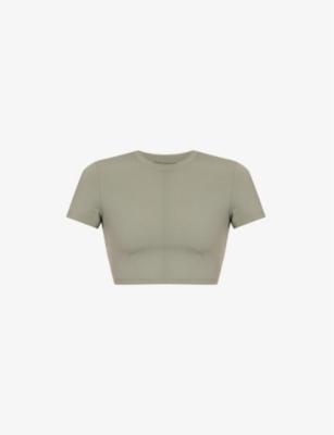 Fitted cropped stretch-woven T-shirt by ADANOLA