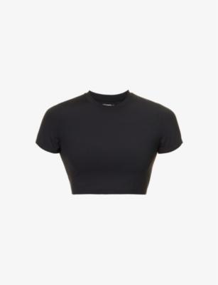 Fitted cropped stretch-woven T-shirt by ADANOLA